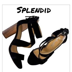 Splendid | Black Crisscross Block Heels |  Size 8
